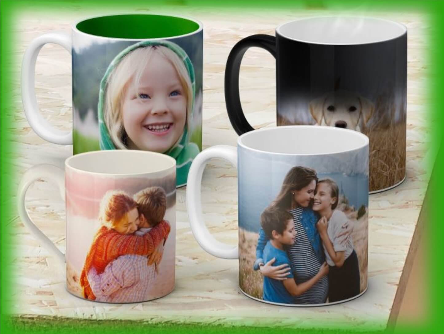 Taza personalizada con tu foto o frase interior y asa de color